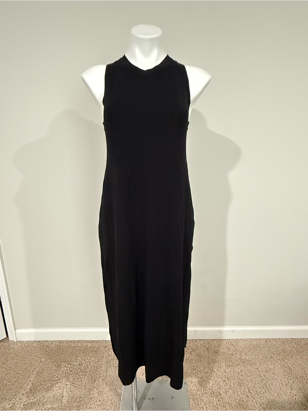 New The Drop Gabriela High-Neck Cut-In A-Line Side-Slit Maxi Sweater Dress Large